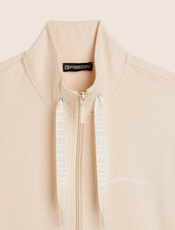 Felpa sportiva aperta Freddy - crema