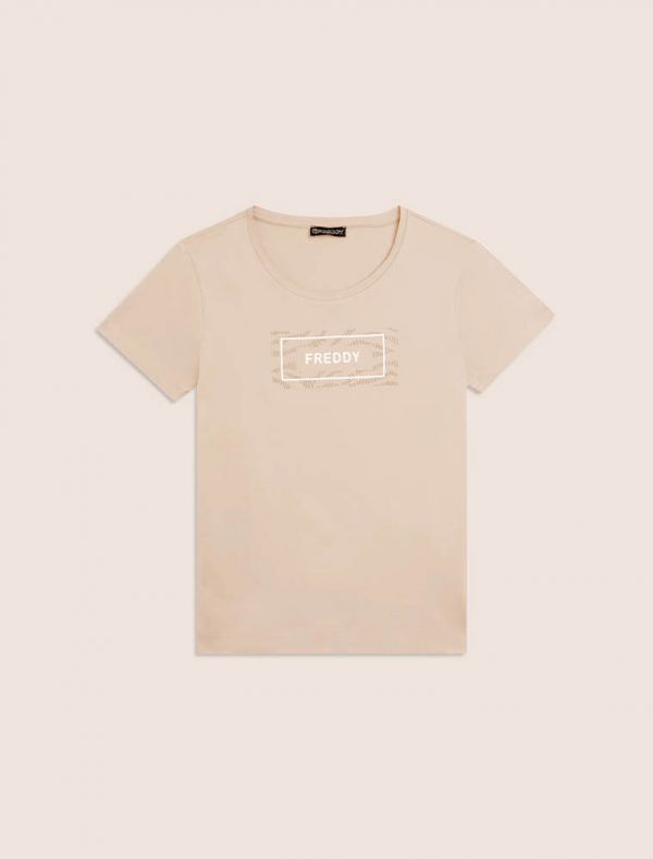 T-shirt manica corta sportiva Freddy - crema