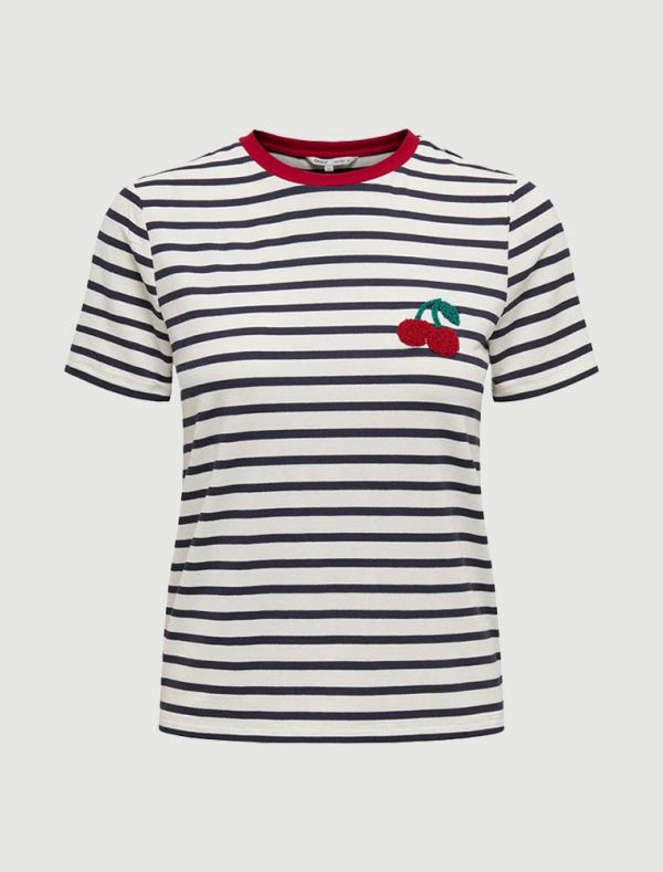 T-shirt manica corta Only - bianco blu ciliegia
