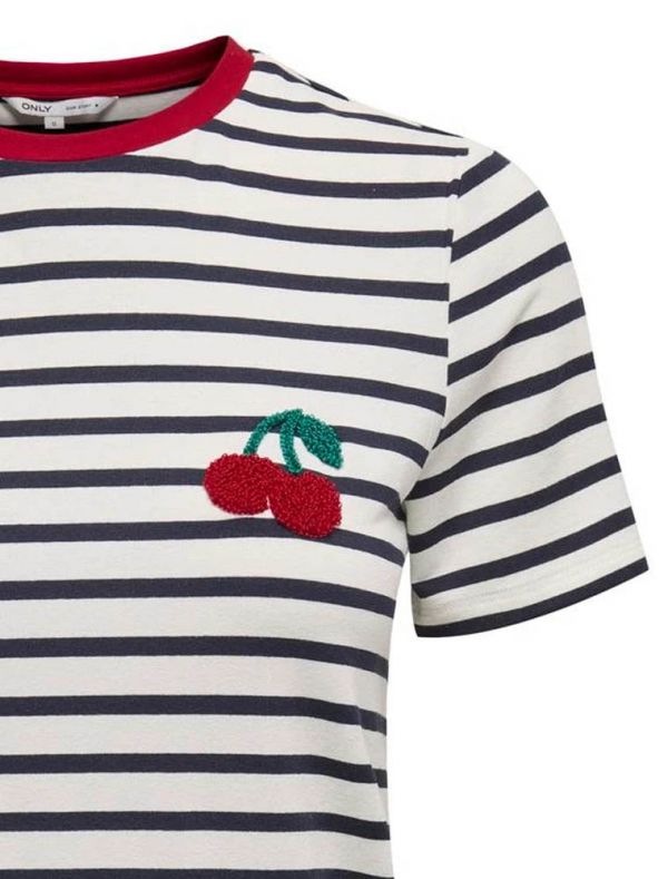 T-shirt manica corta Only - bianco blu ciliegia