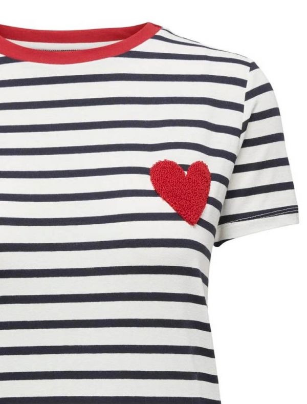 T-shirt manica corta Only - bianco blu cuore