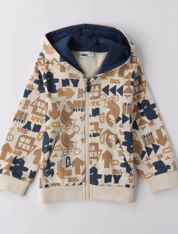 Maglia in felpa aperta I Do - ecru navy