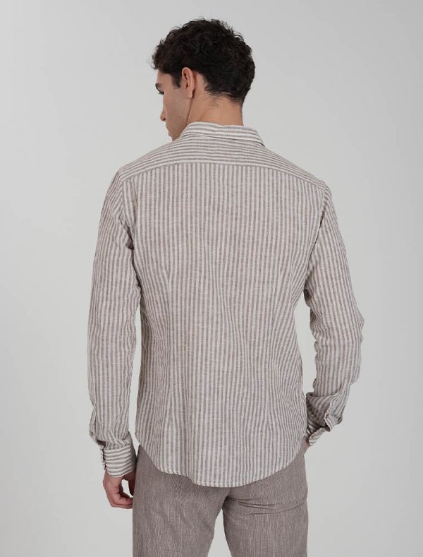 Camicia manica lunga Yes Zee - beige marrone