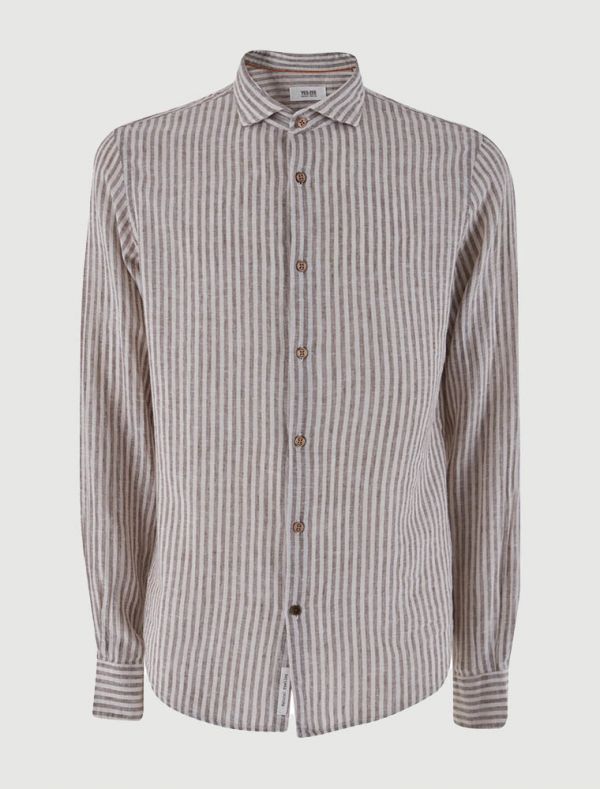 Camicia manica lunga Yes Zee - beige marrone