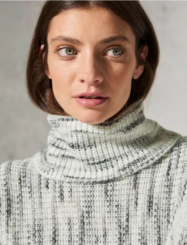 Dolcevita in maglia - grigio bianco