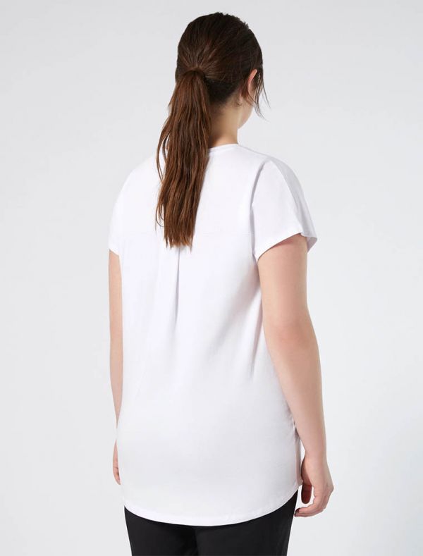 T-shirt in jersey con stampa. ricamo ... - bianco verde