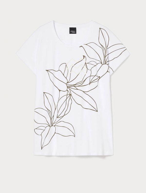 T-shirt in jersey con stampa. ricamo ... - bianco verde