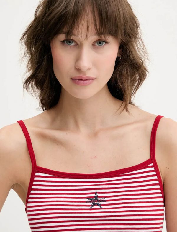Top Guess Jeans - bianco rosso