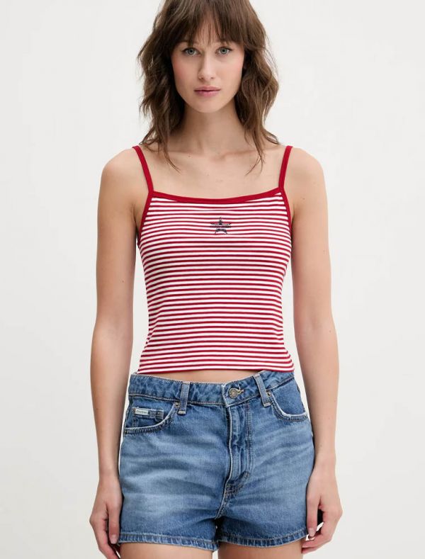 Top Guess Jeans - bianco rosso