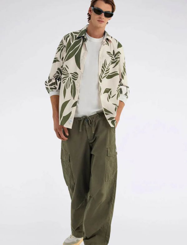 Camicia manica lunga casual Gas - verde bianco