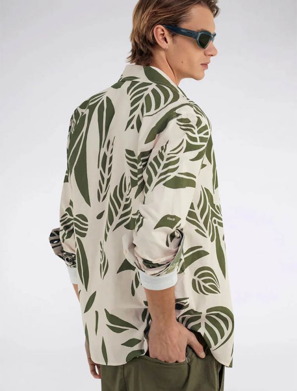 Camicia manica lunga casual Gas - verde bianco