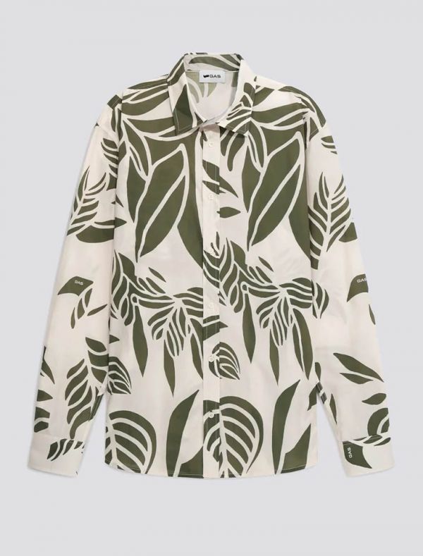 Camicia manica lunga casual Gas - verde bianco