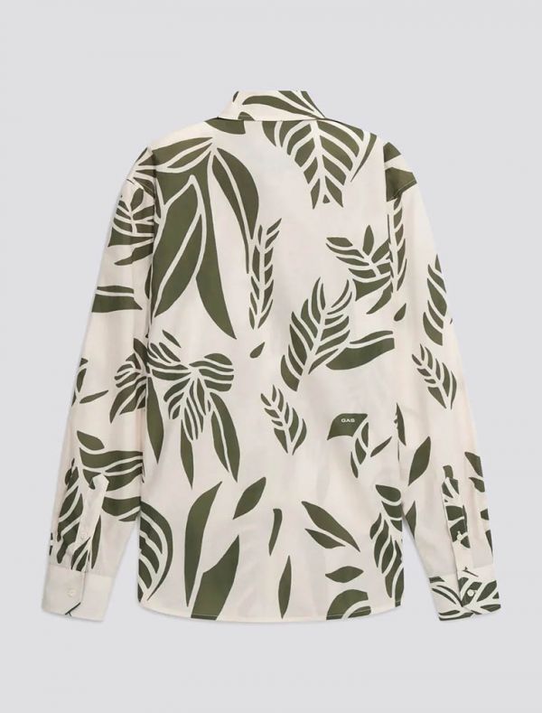 Camicia manica lunga casual Gas - verde bianco