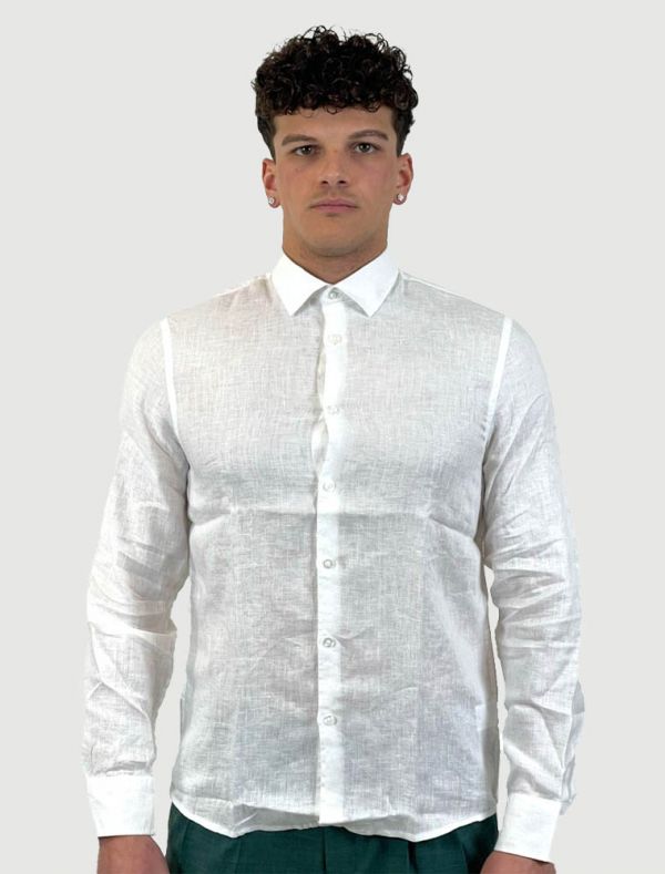 Camicia manica lunga lino Sseinse - bianco