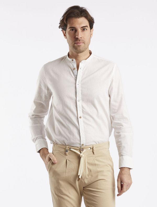 Camicia manica lunga lino Seinse - bianco