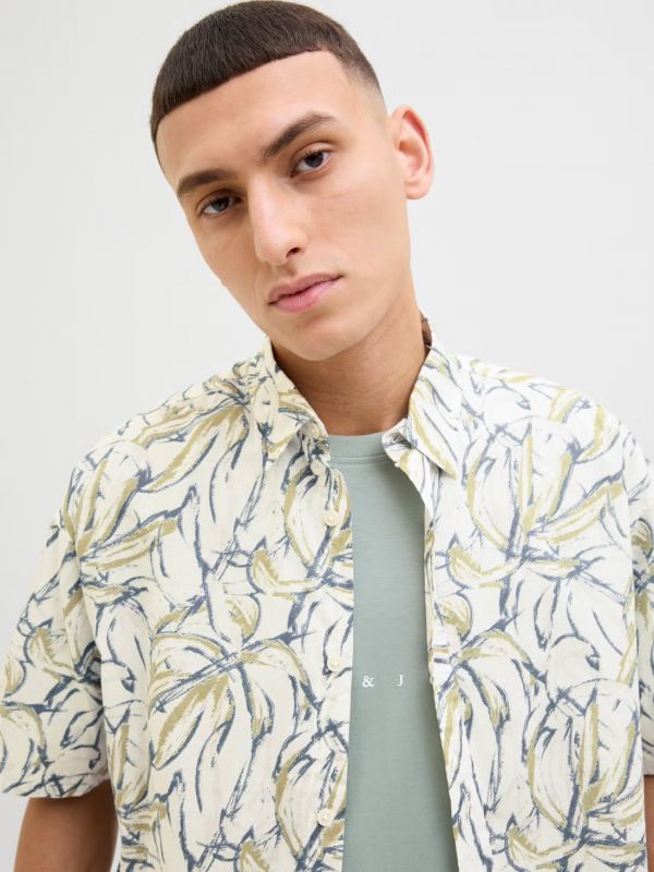 Camicia manica corta casual Jack & Jones - cloud dancer