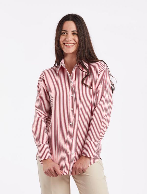 Camicia manica lunga giovane San Babila - bianco bordeaux