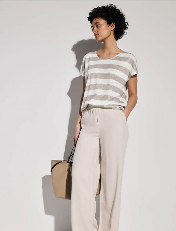 T-shirt manica corta Street One - beige bianco