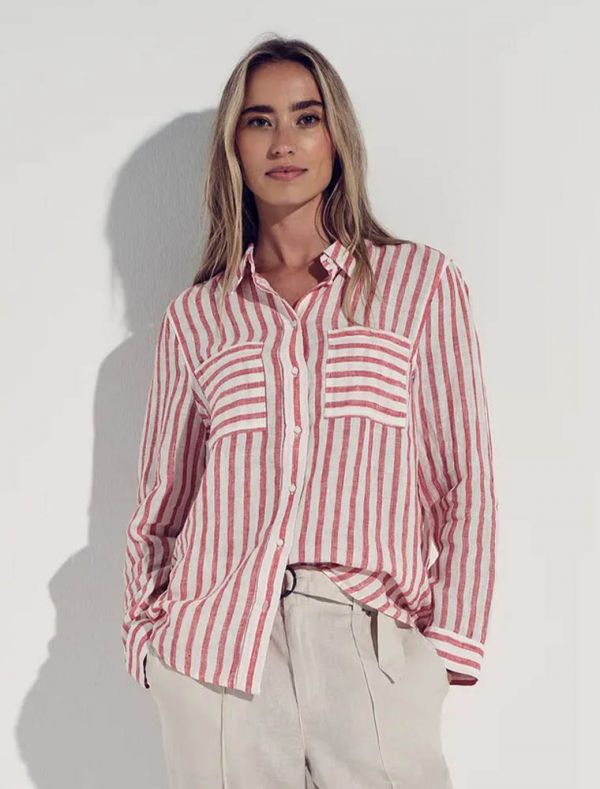 Camicia manica lunga Street One - rosso bianco
