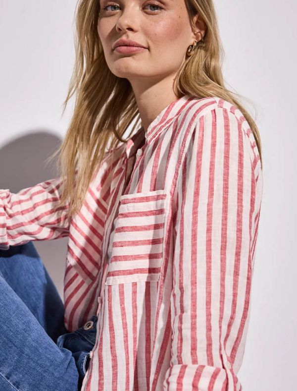 Camicia manica lunga Street One - rosso bianco