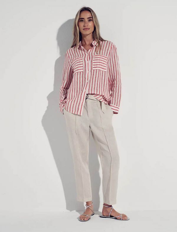 Camicia manica lunga Street One - rosso bianco