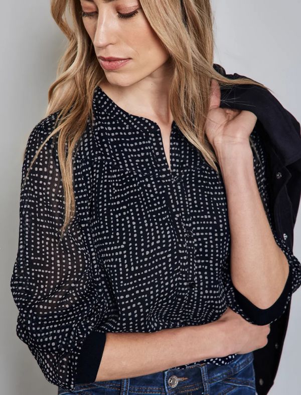 Camicia manica lunga Street One - blu bianco