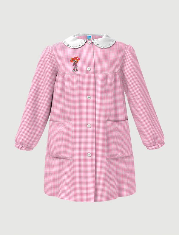 Grembiule asilo Siggi - bianco rosa
