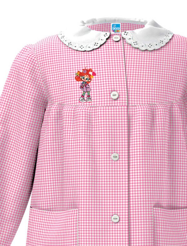Grembiule asilo Siggi - bianco rosa