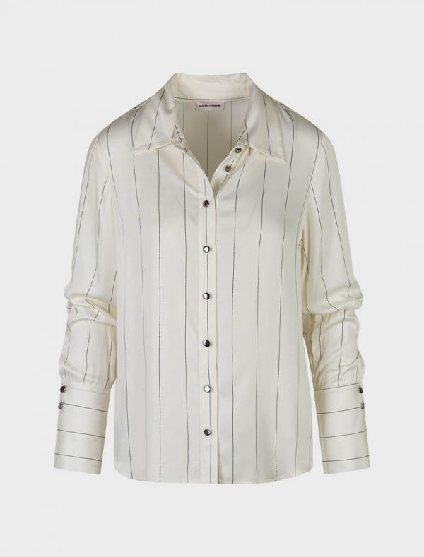 Camicia manica lunga Sandro Ferrone - panna nero