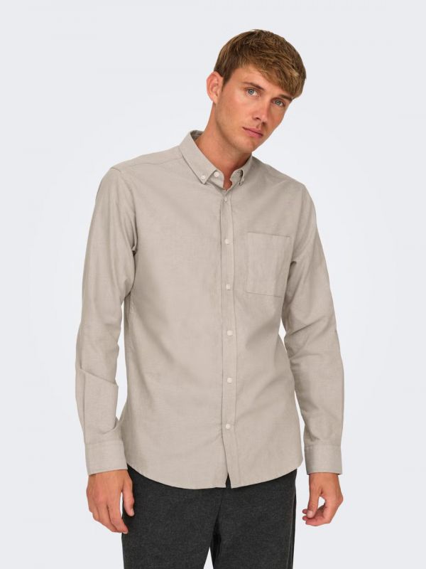 Camicia manica lunga casual Only & Sons - beige