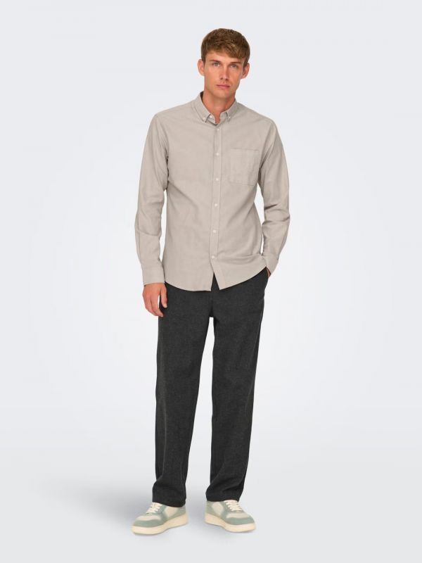 Camicia manica lunga casual Only & Sons - beige