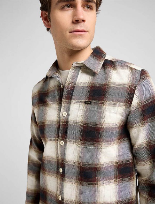 Camicia manica lunga flanella Lee - bianco