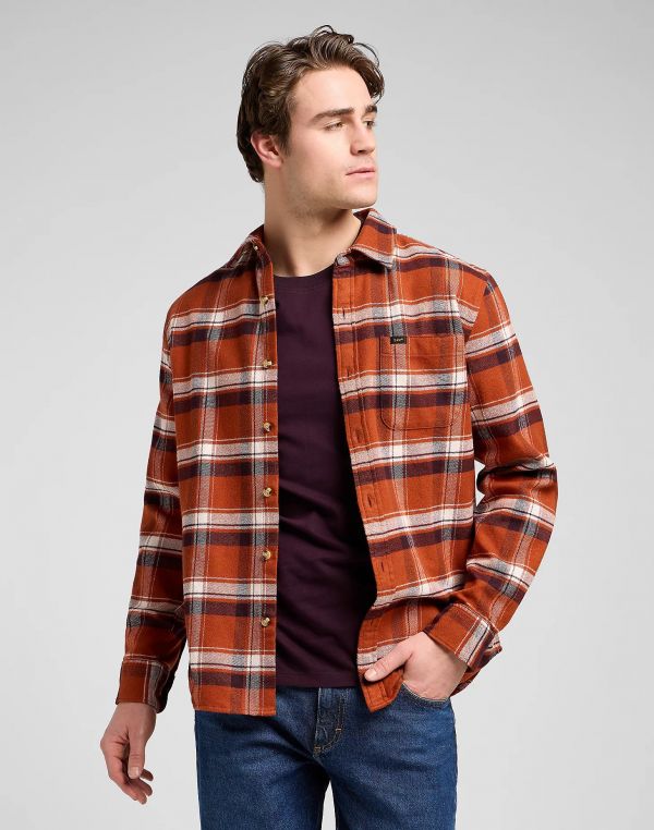 Camicia manica lunga flanella Lee - arancio