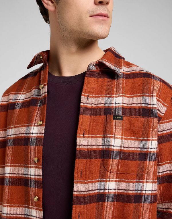 Camicia manica lunga flanella Lee - arancio