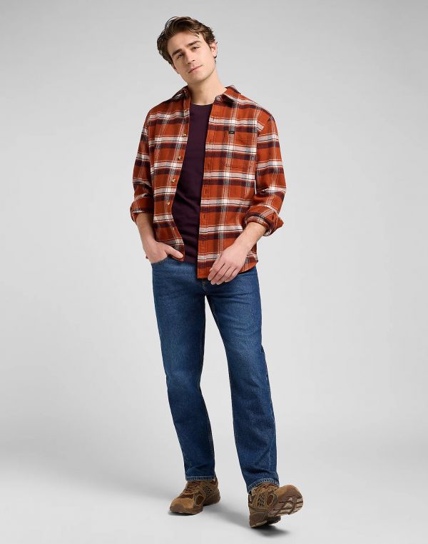 Camicia manica lunga flanella Lee - arancio