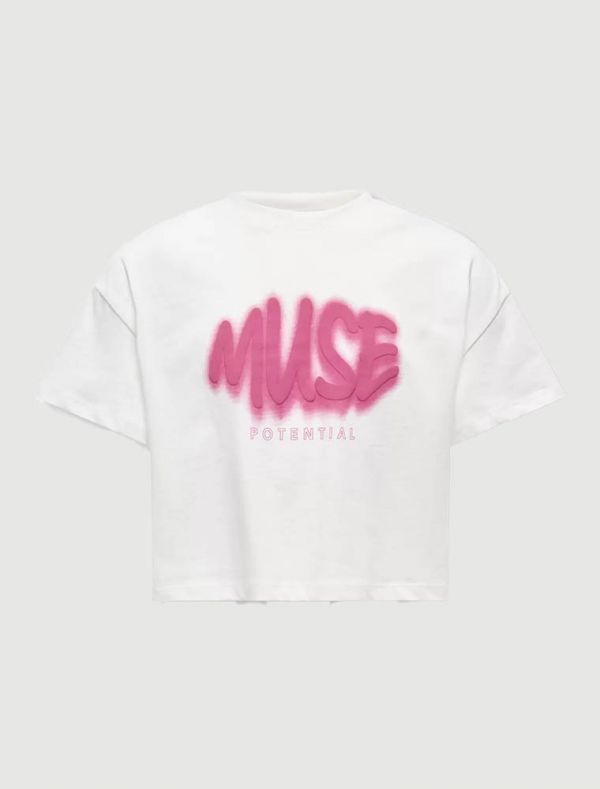 T-shirt manica corta Only - bianco rosa