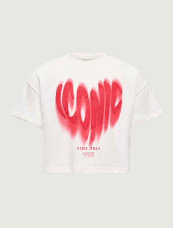 T-shirt manica corta Only - bianco rosso