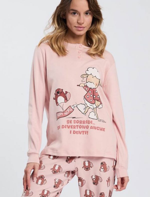 Pigiama lungo Happy People - rosa