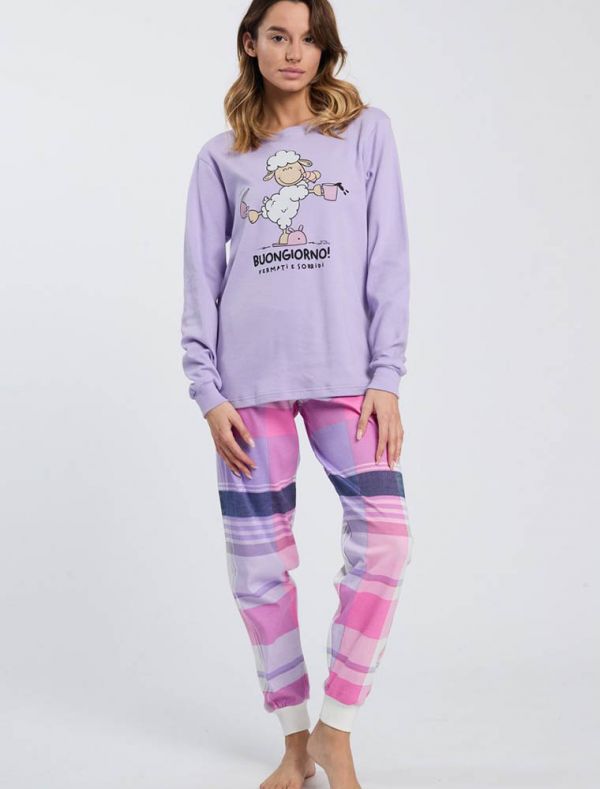 Pigiama lungo Happy People - lilla