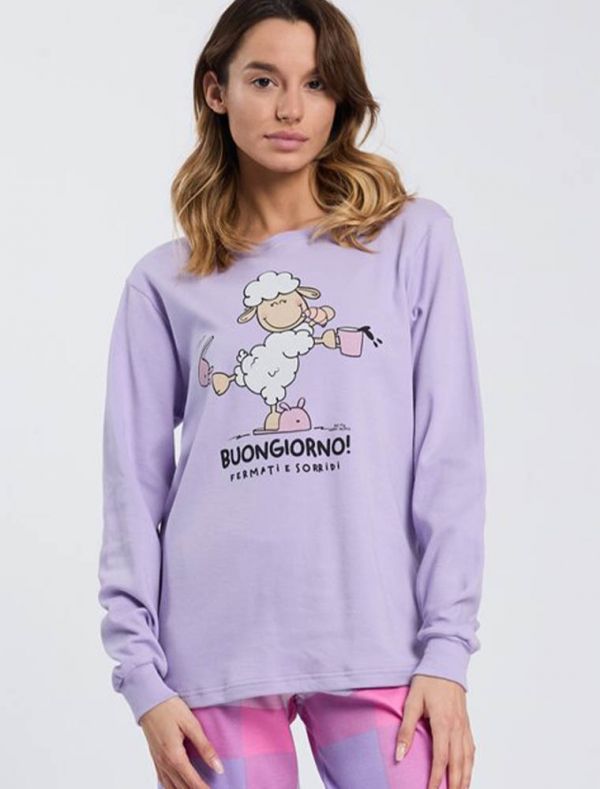 Pigiama lungo Happy People - lilla