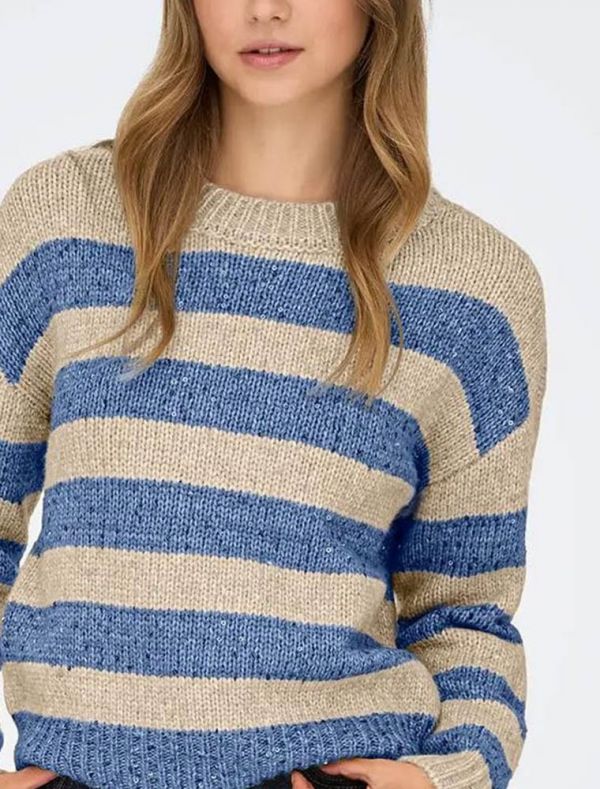 Pullover manica lunga Only - beige blu