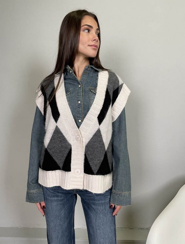 Pullover senza maniche Knit - San Babila - nero latte