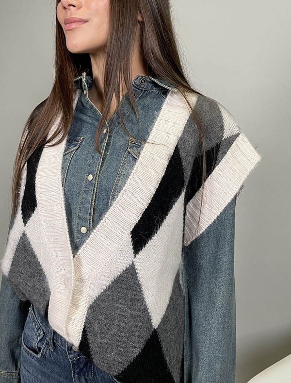Pullover senza maniche Knit - San Babila - nero latte