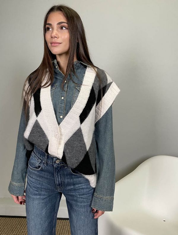 Pullover senza maniche Knit - San Babila - nero latte