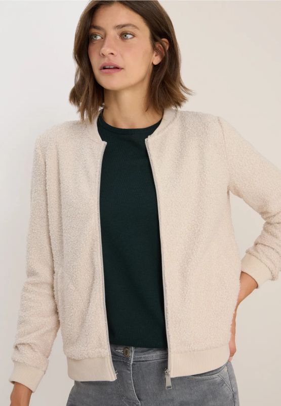 Giacca teddy. collo alto. chiusura co... - vaniglia