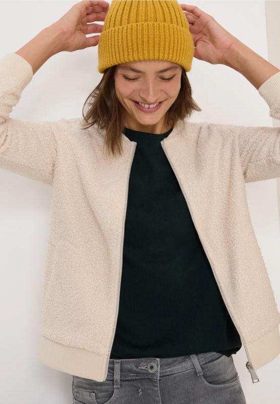 Giacca teddy. collo alto. chiusura co... - vaniglia