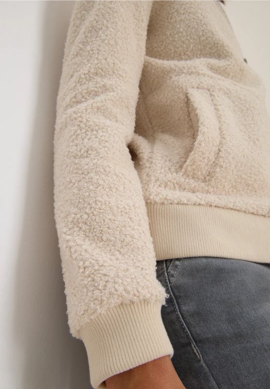 Giacca teddy. collo alto. chiusura co... - vaniglia