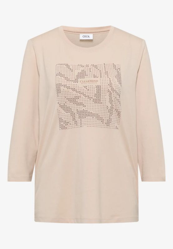 Maglia manica lunga curvy. applicazio... - beige