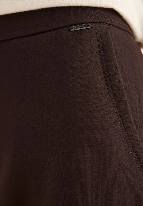 Pantalone curvy in jersey. vita alta,... - brown