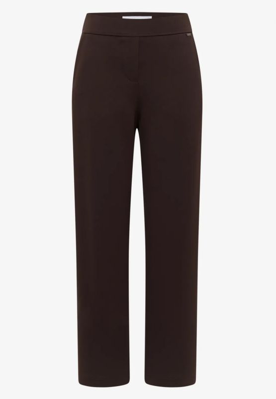 Pantalone curvy in jersey. vita alta,... - brown